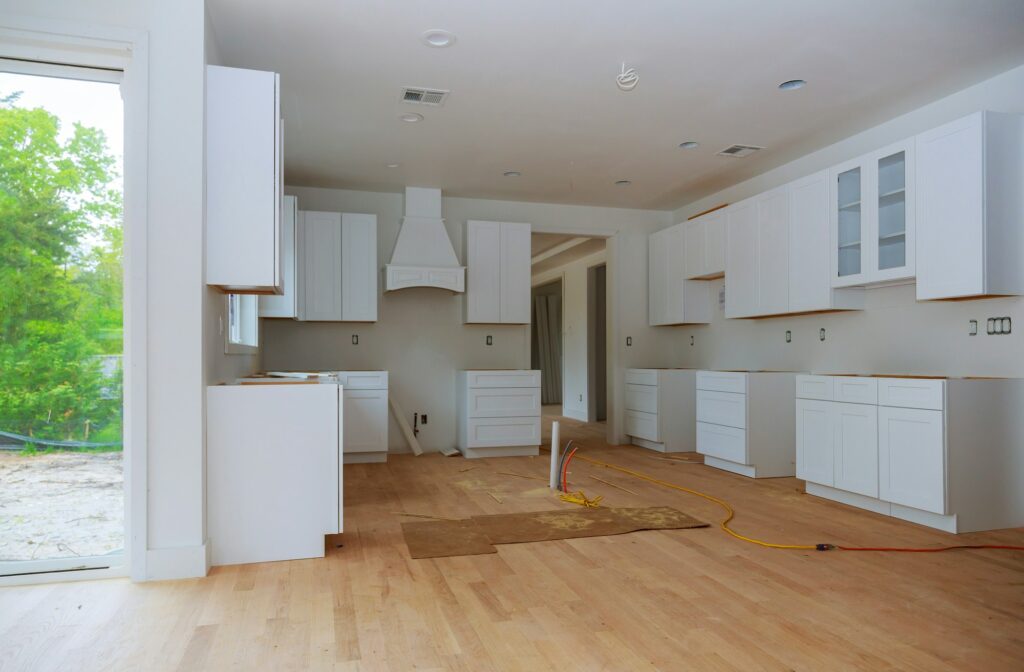 Home improvement remodel modern kitchen interior cabinet